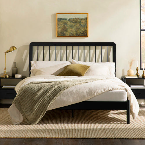 Bellemave® Mid-Century Modern Solid Wood Spindle Bed