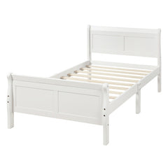 Bellemave® Wood Sleigh Platform Bed with Headboard，Footboard and Wood Slat Support