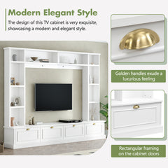 Bellemave® 104.2" Large Wall Unit Entertainment Center with Bookshelves and Golden Handles