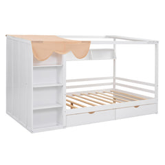 Bellemave® House Bed with Two Drawers and Wardrobe