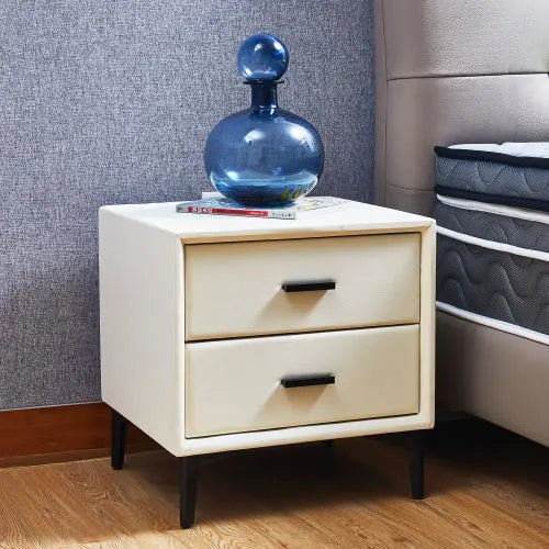 Bellemave Modern Nightstand with 2 Drawers,PU Leather and Hardware Legs Bellemave