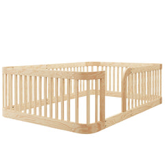 Bellemave® Twin Size Wood Montessori Floor Bed with Fence Bellemave®