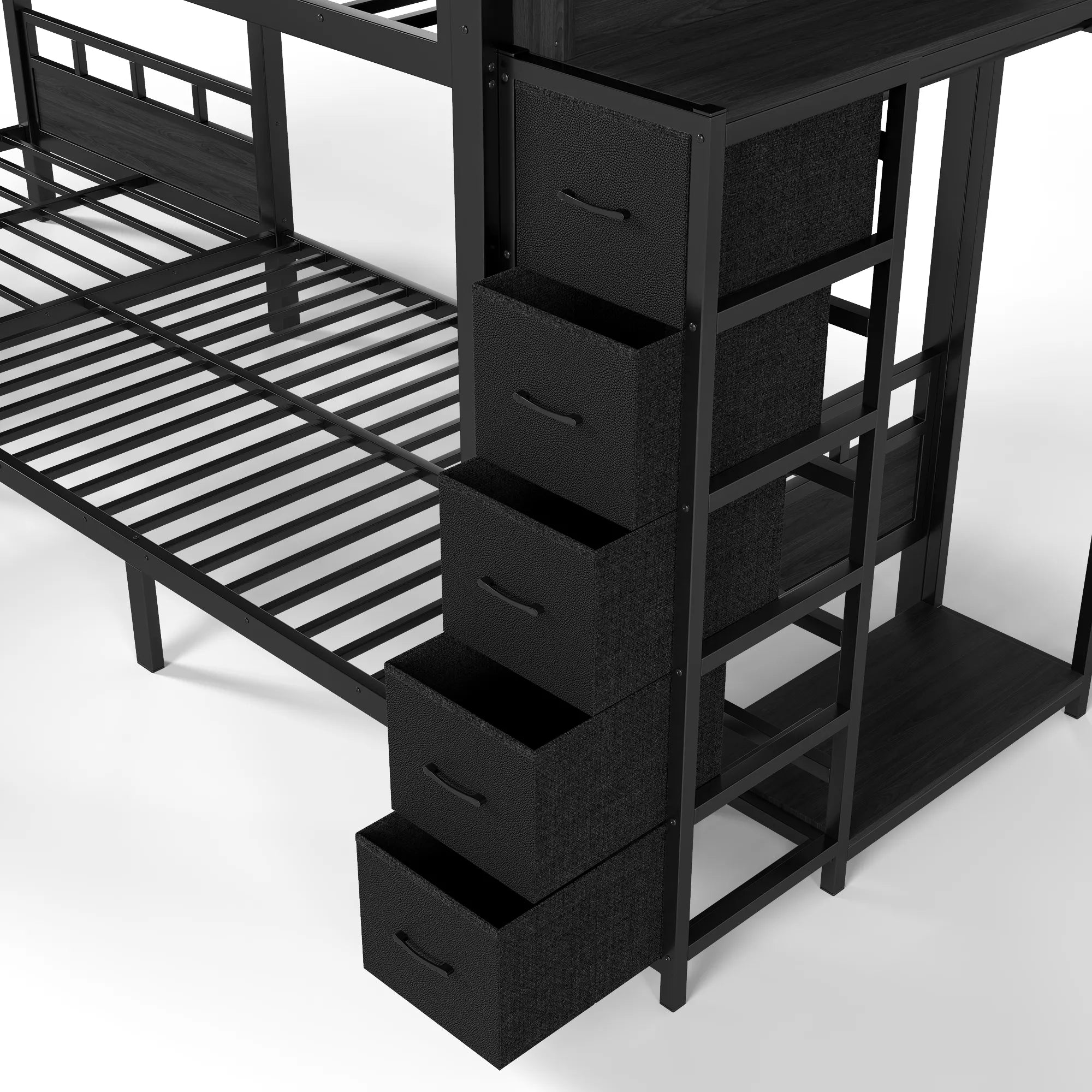 bunk bed storage drawers with built in cabinet design