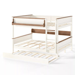 Convertible bunk bed with trundle and storage shelf