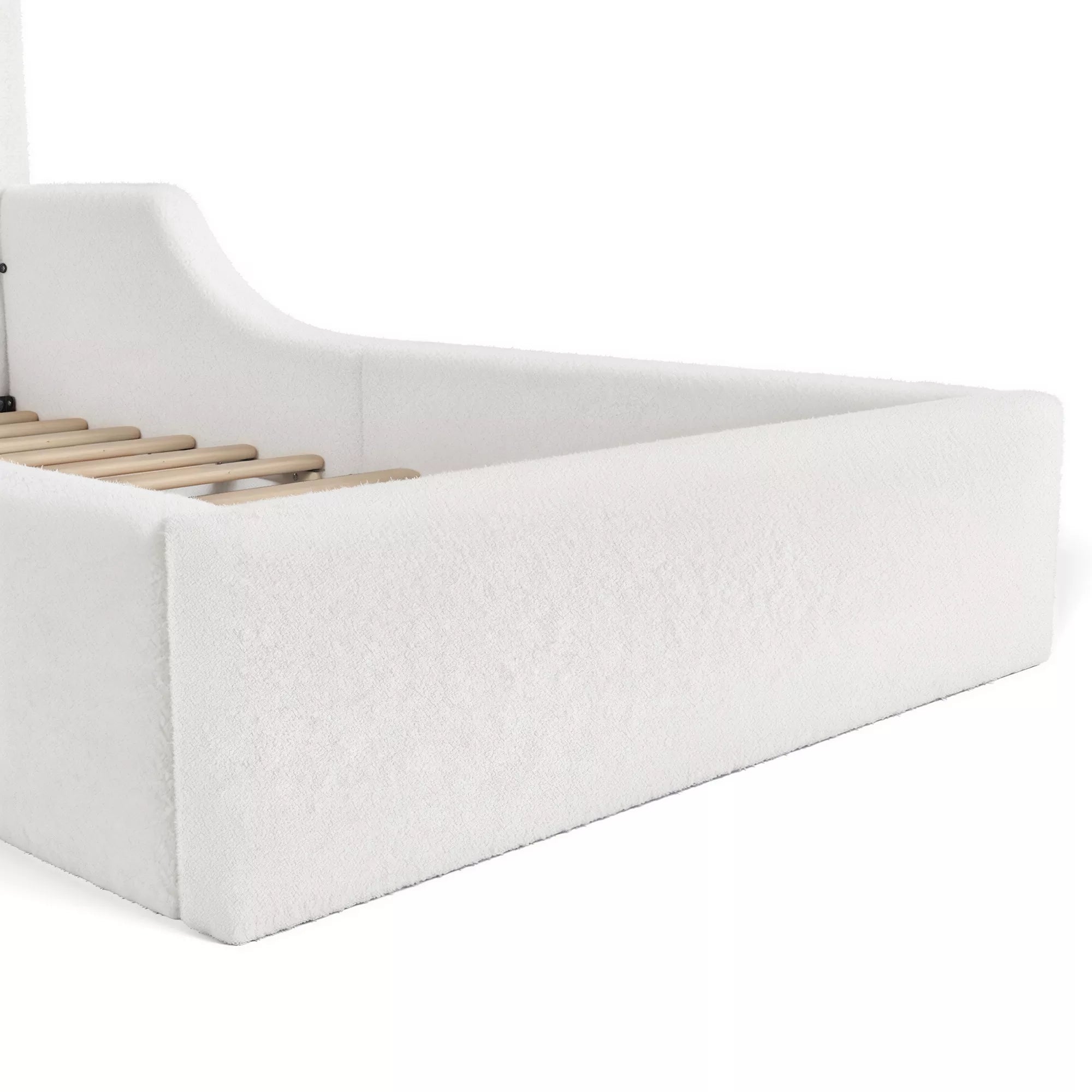 Teddy Fabric Upholstered Kids Bed Side View