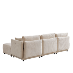 Bellemave® Modern Minimalist Corduroy Combination Sofa with 2 Comfort Cushions with USB & C Charging Ports