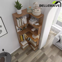 Bellemave® 6 Tier Corner Bookshelf, Industrial L Shaped Bookcase with Anti-Drop Panel, Freestanding Wood Grain Shelf Display Rack Storage Organizer for Home Office Bellemave®