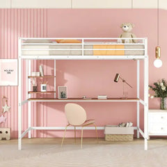 Bellemave® Metal Loft Bed with Desk and Shelve Bellemave®