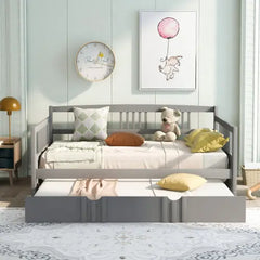 Bellemave® Wood Daybed Bed with Trundle