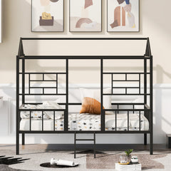 Bellemave® Metal House Bed with Ladder