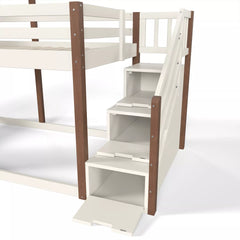 Bunk bed storage stairs with built-in drawers detail