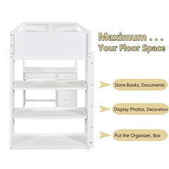 Bellemave® Loft Bed with Ladder,Shelves and Desk Bellemave®