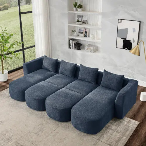 Bellemave 117" U-Shape Sectional Sofa including Two Single Seat, Two Chaises and Two Ottomans, DIY Combination Bellemave