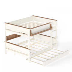 Side view of detachable wood bunk bed frame