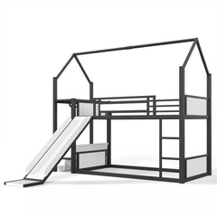 Twin Over Twin Metal Playhouse Bunk Bed Side View