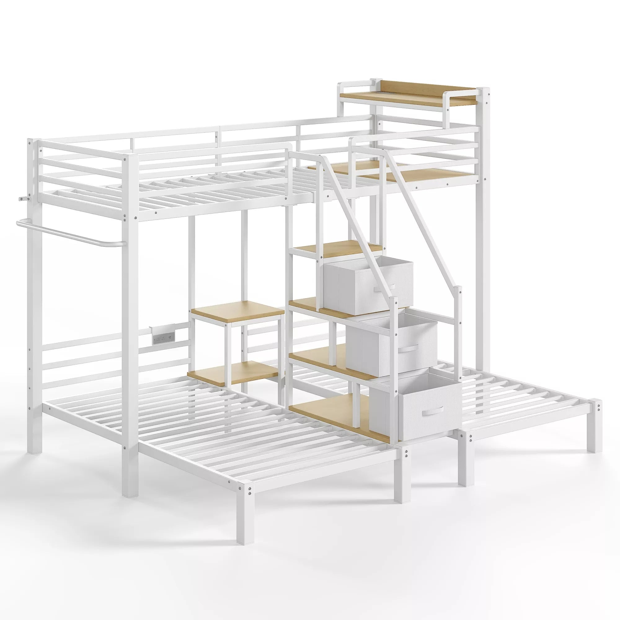twin over twin over twin metal bunk bed frame