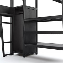 Built in wardrobe and storage shelf detail on gaming loft bed
