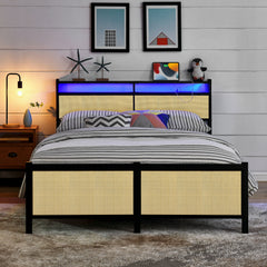 Bellemave® Metal Platform Bed with LED light