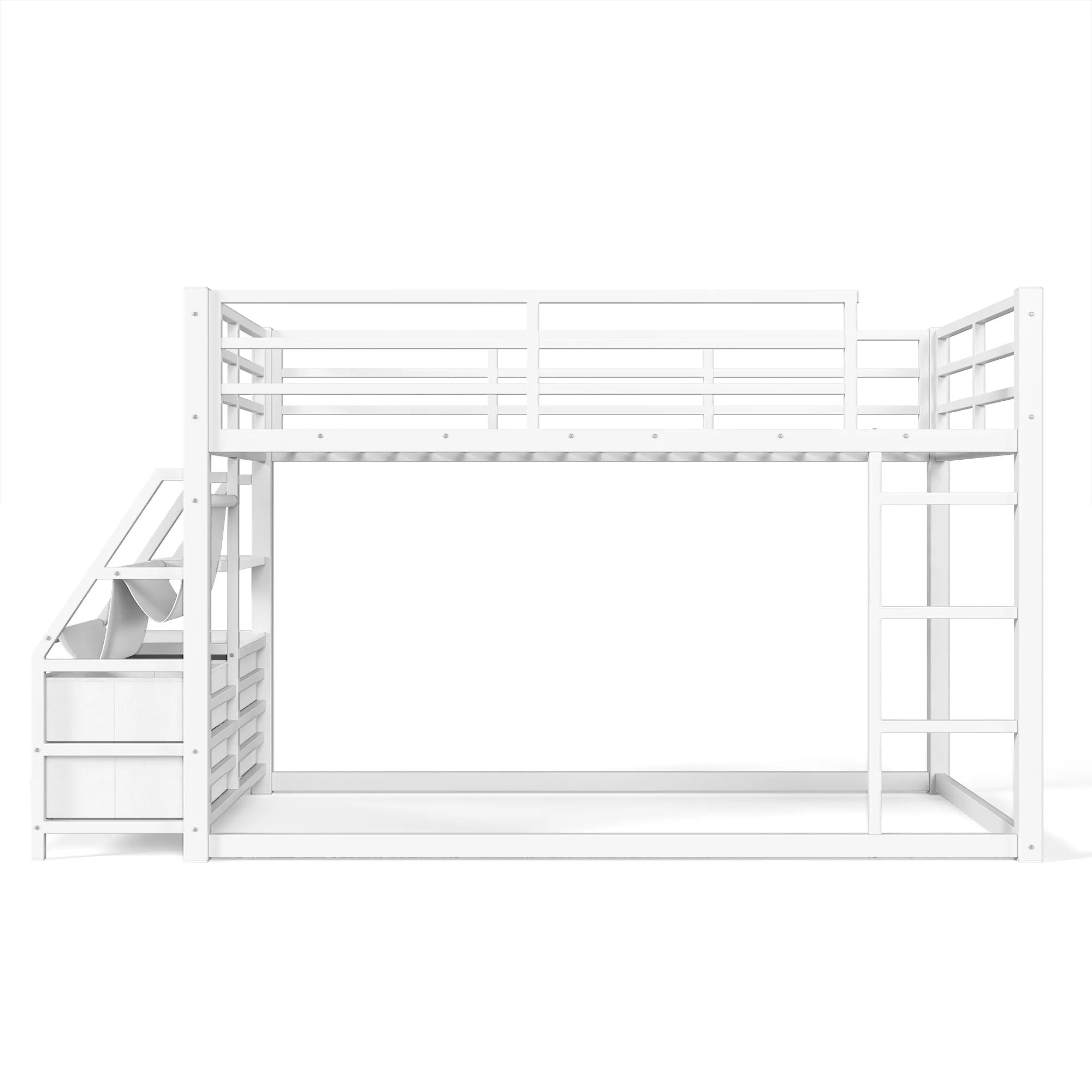 Bellemave® Twin over Twin Bunk Bed with LED, Storage Shelves & Drawer, Metal Floor Bunk Bed for Kids Bellemave®