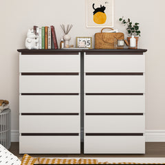 Bellemave® Mid Century Modern Dresser with 5 Drawers and Wood Color Top