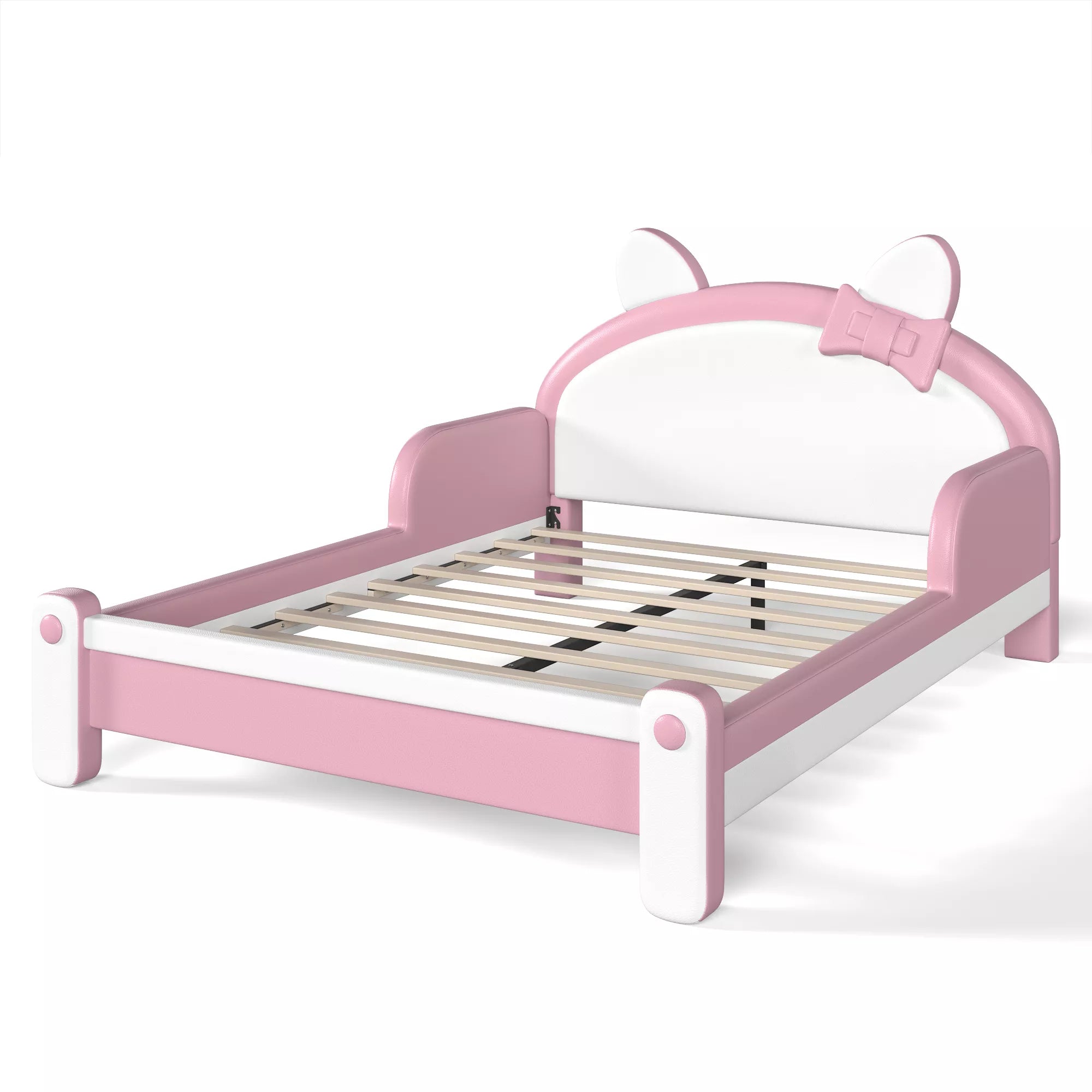 Pink Cat Shaped Kids Bed with Side Guardrails