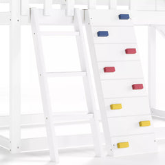 Playhouse loft bed frame with ladder and slide design