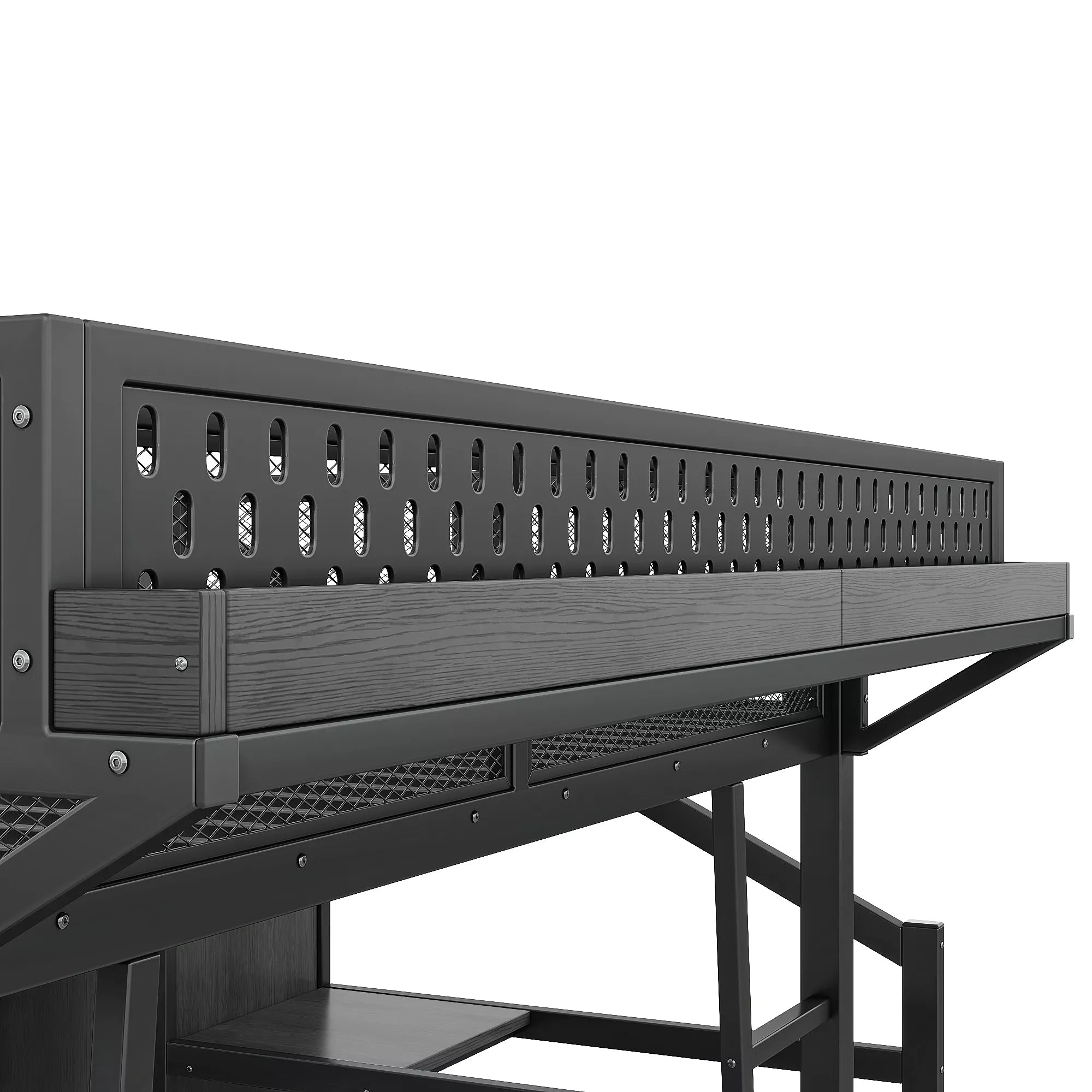 Gaming loft bed upper guardrail detail