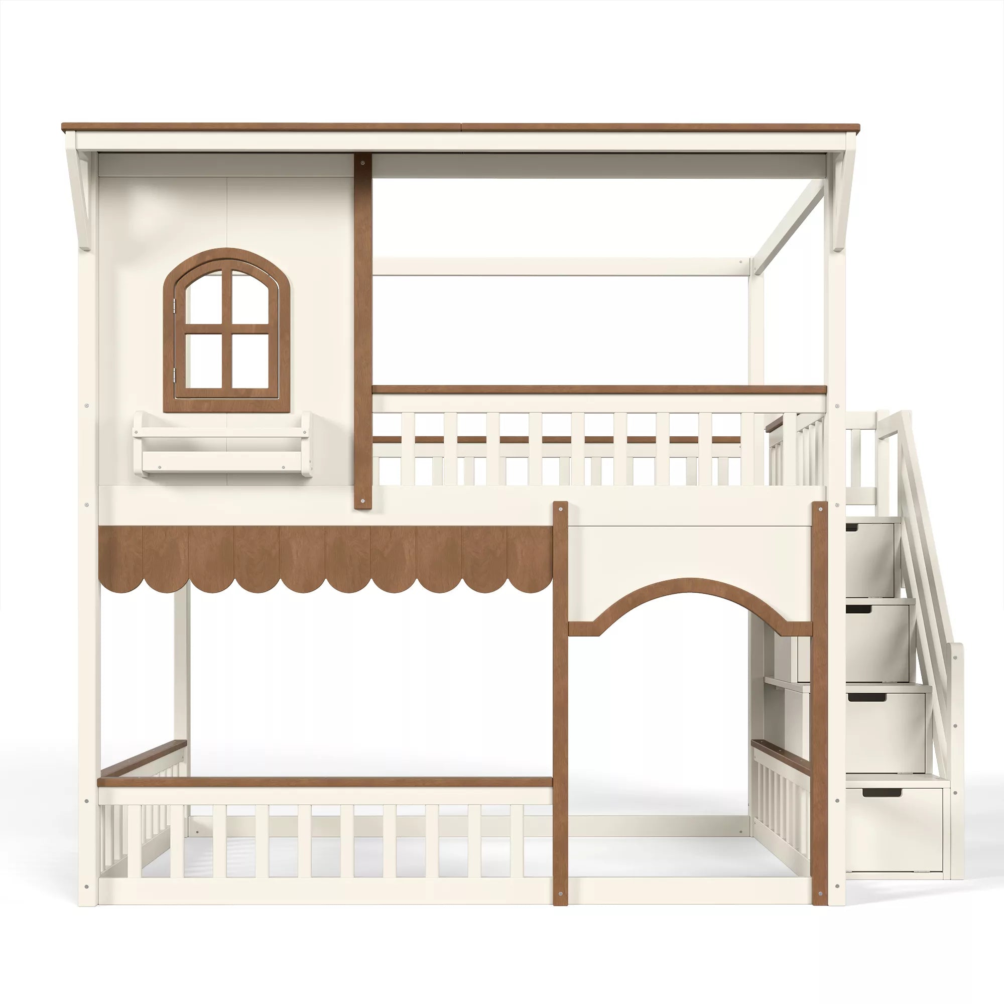 kids full over full bunk bed with house design