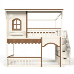kids full over full bunk bed with house design