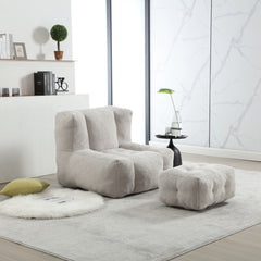 Bellemave® Fluffy Bean Bag Chair with Memory Foam and ottoman