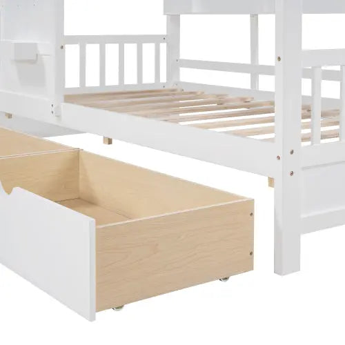 Bellemave® Twin Size Wooden House Bed with 2 Drawers and Storage Shelf Bellemave®