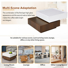 Bellemave® Square 360°Rotating Coffee Table with 2 Drawers