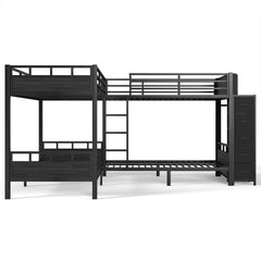 quad bunk bed frame with four twin size beds