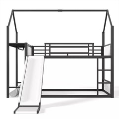 Twin Over Twin Metal Playhouse Bunk Bed Front Angle View