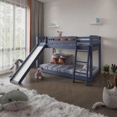 Bellemave® Twin Size Heavy Duty Solid Wood Bunk Bed with Safety Guardrails,Slide and Stairs Bellemave®