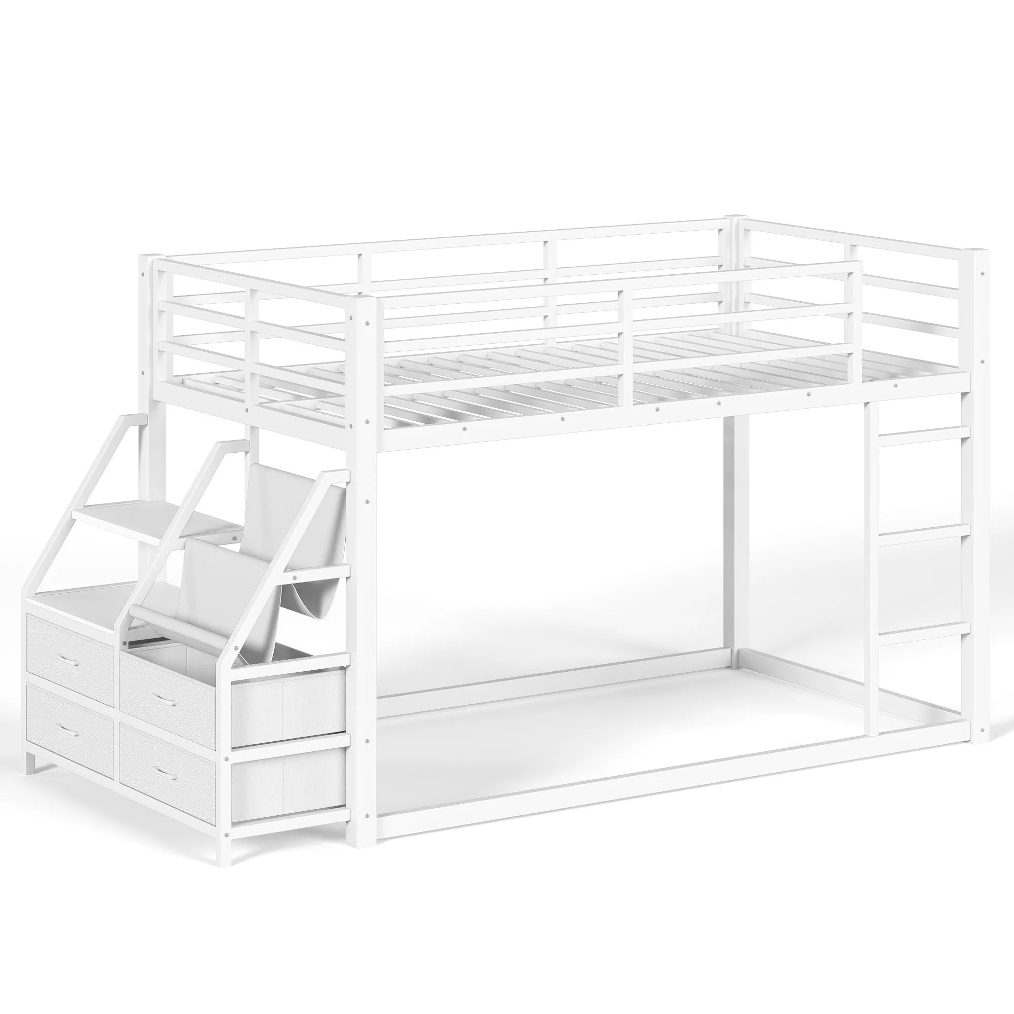 Bellemave® Twin over Twin Bunk Bed with LED, Storage Shelves & Drawer, Metal Floor Bunk Bed for Kids Bellemave®