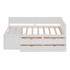 Bellemave® Wooden Daybed with Drawers and Shelves