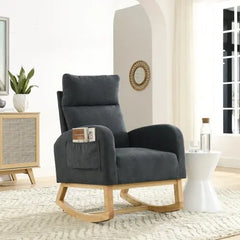 Bellemave Modern Accent High Backrest Living Room Lounge Arm Rocking Chair with Two Side Pocket Bellemave