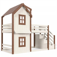 House shaped bunk bed with solid wood construction