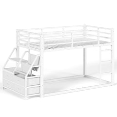 Bellemave® Twin over Twin Bunk Bed with LED, Storage Shelves & Drawer, Metal Floor Bunk Bed for Kids Bellemave®