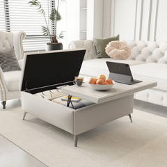 Bellemave® Wide Square Upholstered Storage Benches Coffee Table with Lift Top