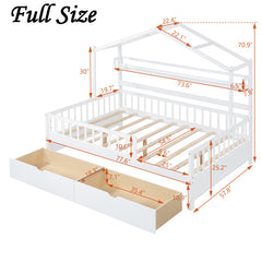 Bellemave® Wooden House Bed with 2 Drawers and Storage Shelf