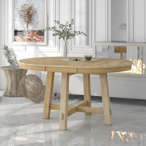 Bellemave 58" Farmhouse Round Extendable Dining Table Bellemave