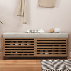 Bellemave® Distressed Shutter Storage Bench with Acacia Veneer