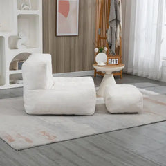 Bellemave Fluffy Bean Bag Chair with Memory Foam and ottoman Bellemave