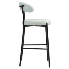 Bellemave® Teddy Fabric Bar Stool with Back Powder Coating Base(Set OF 2)