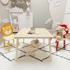 Bellemave® 3 Pieces Toddler Table and Chair Set(Lion&Monkey)