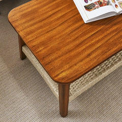 Bellemave® 47.25" Mid-Century Coffee Table with Woven Shelf