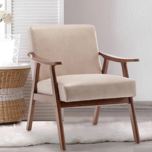 Bellemave® Mid-Century Modern Chair with Solid Wood Frame, Extra-Thick Backrest Bellemave®