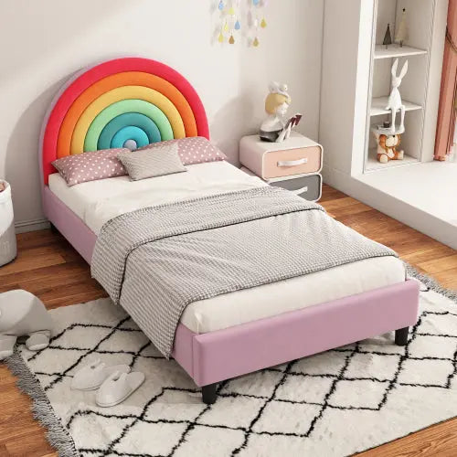 Bellemave® Twin Size Rainbow Design Upholstered Platform Bed Bellemave®